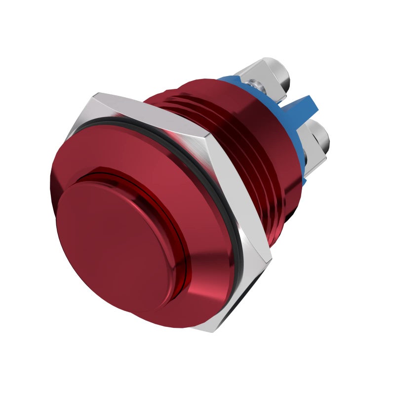APIELE 16mm Momentary Push Button Switch High Round Cap Waterproof Aluminum Shell High Flush Screw Terminals 250V AC 5A 12V 36V DC 2A 1NO SPST (Red) - Image 1